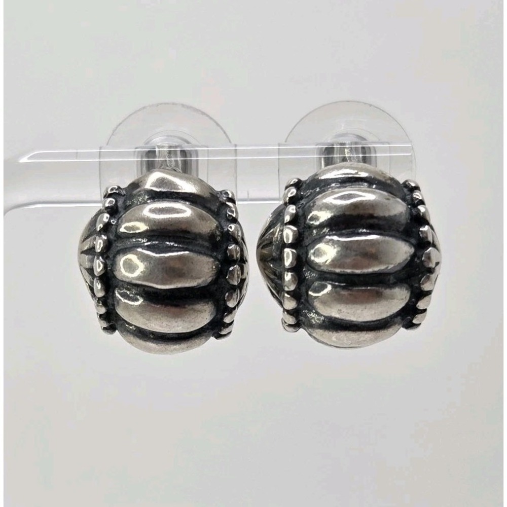 Fluted‎ 925 Sterling Silver Stud Earrings  Heavy 12g